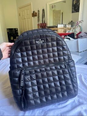 kate spade black quilted backpack